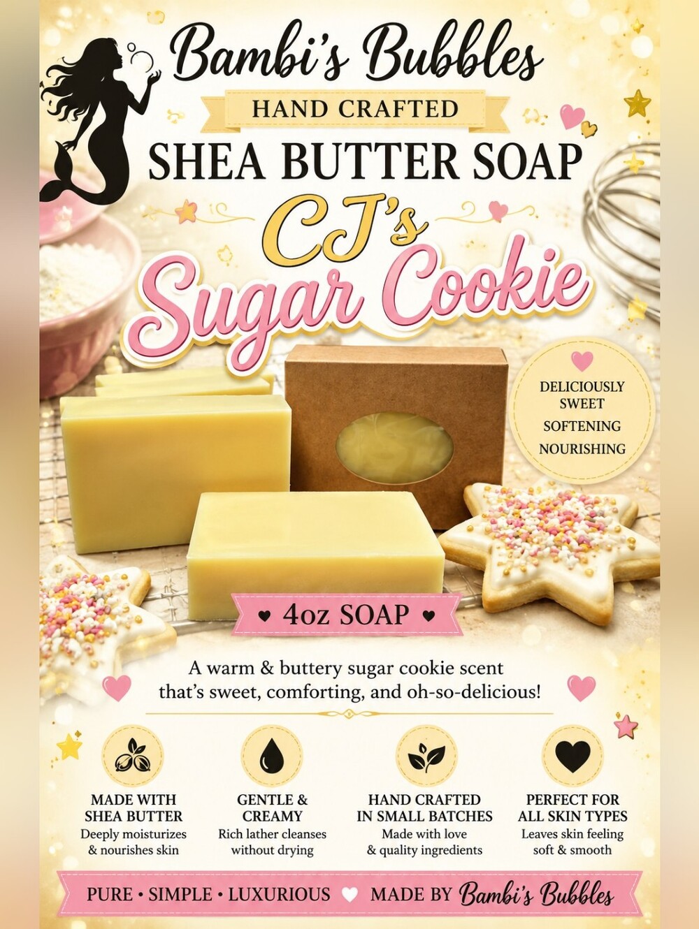 New! Hand Crafted Sugar Rush Collection 4oz Shea Butter Soap Assorted Scents - Picture 2 of 10
